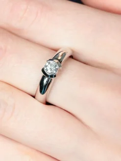 Bague Solitaire Or Blanc
