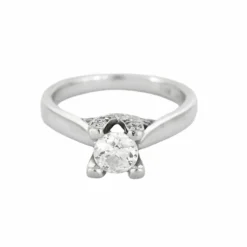 Bague Solitaire or blanc et diamants