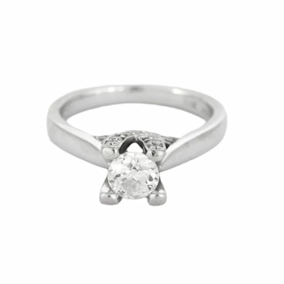 Bague Solitaire or blanc et diamants