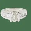 Bague solitaire or blanc et diamant ovale
