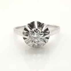 Bague solitaire or blanc diamant