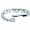 Bague solitaire or blanc et diamant de taille octogonale