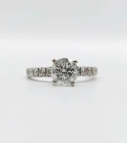 Bague solitaire or blanc diamant de 1,15 carat - certificat