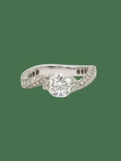 Bague solitaire or blanc diamants taille brillant 0,90 ct