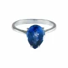 BAGUE SOLITAIRE OR BLANC ET SAPHIR DE CEYLAN