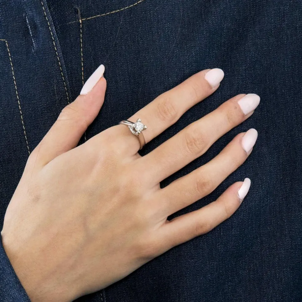 Bague Solitaire or blanc et diamants