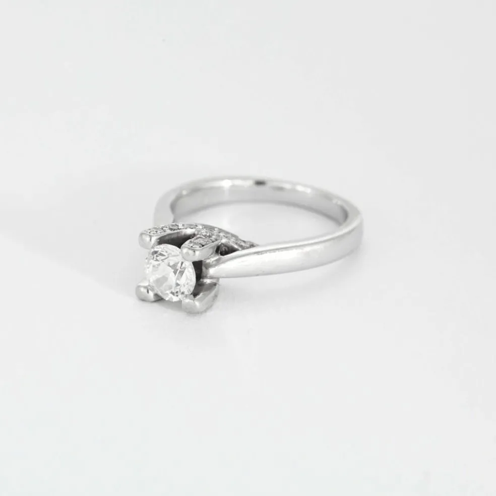 Bague Solitaire or blanc et diamants