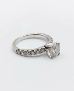 Bague solitaire or blanc diamant de 1,15 carat - certificat