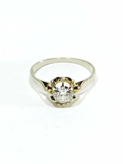 Bague solitaire or blanc diamant 0.45ct