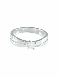 BAGUE SOLITAIRE OR GRIS