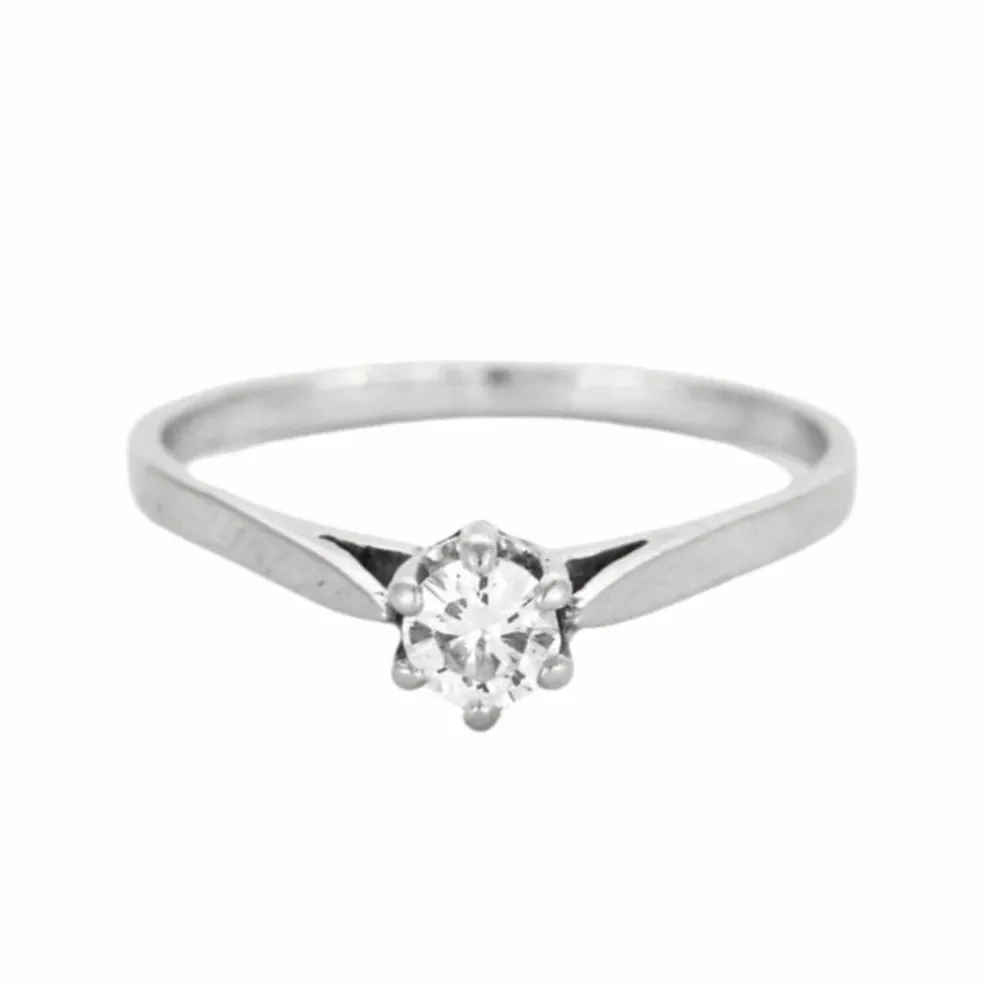 Bague solitaire or gris et diamant