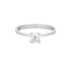 Bague solitaire or gris ornée d'un diamant