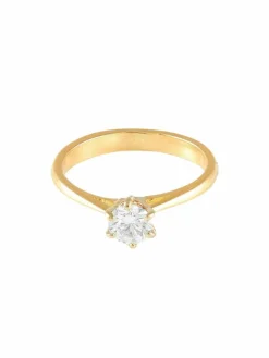 Bague solitaire or jaune et diamant