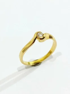 Bague Solitaire Or Jaune Diamant 0.13ct
