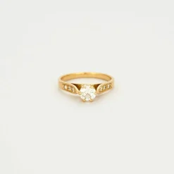 Bague solitaire or jaune diamant
