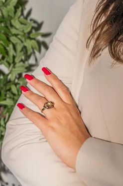 Bague Solitaire Or jaune Quartz fumé