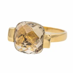 Bague Solitaire Or jaune Quartz fumé
