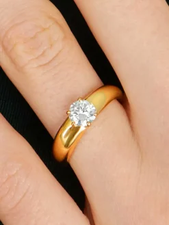 Bague Solitaire or jaune et diamant