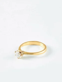 Bague solitaire or jaune et diamant