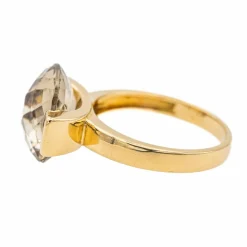 Bague Solitaire Or jaune Quartz fumé