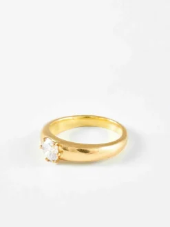 Bague Solitaire or jaune et diamant