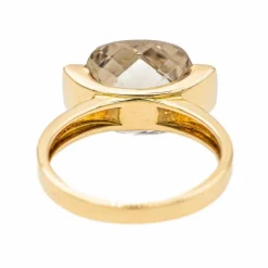 Bague Solitaire Or jaune Quartz fumé