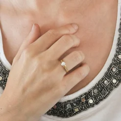 Bague solitaire or jaune diamant