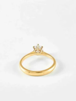 Bague solitaire or jaune et diamant