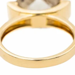 Bague Solitaire Or jaune Quartz fumé