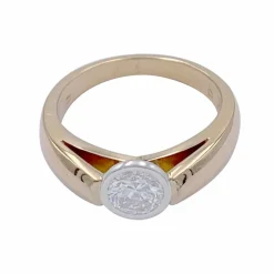 Bague solitaire or jaune, platine.
