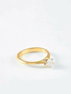 Bague solitaire or jaune et diamant