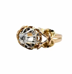 Bague solitaire or rose, or jaune