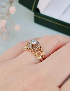 Bague solitaire or rose, or jaune