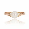 Bague solitaire or rose perle de culture