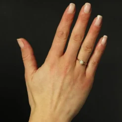 Bague solitaire or rose perle de culture