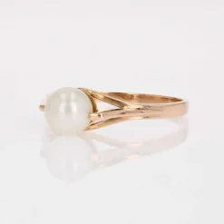 Bague solitaire or rose perle de culture