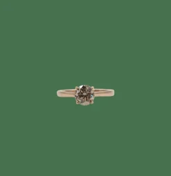 Bague solitaire or rose sertie d'un diamant