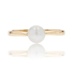 Bague solitaire perle de culture or