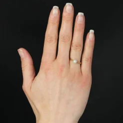 Bague solitaire perle de culture or