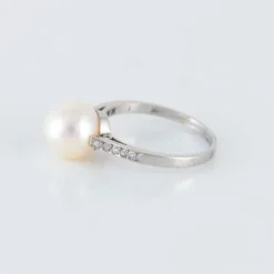 Bague Solitaire Perle Diamants