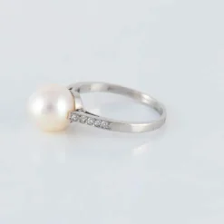 Bague Solitaire Perle Diamants