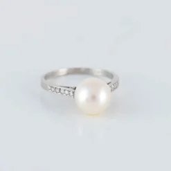 Bague Solitaire Perle Diamants