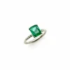 Bague solitaire platine émeraude et diamant
