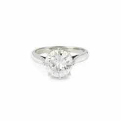 Bague Solitaire platine, or gris, diamant 2.40 cts (Certificat)