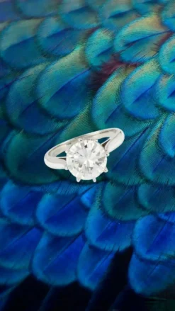 Bague Solitaire platine, or gris, diamant 2.40 cts (Certificat)