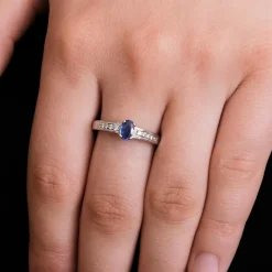 Bague Solitaire Saphir 10 Diamants
