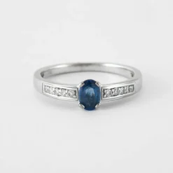 Bague Solitaire Saphir 10 Diamants