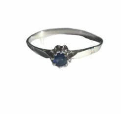 Bague solitaire saphir or blanc et platine