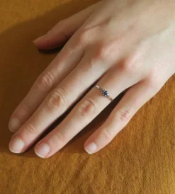 Bague solitaire saphir or blanc et platine