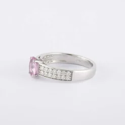 Bague Solitaire Saphir rose Diamants